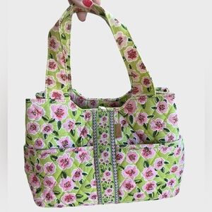 Maggi B French Country Rose Blossom Quilted Purse | Pink & Green Floral Handbag